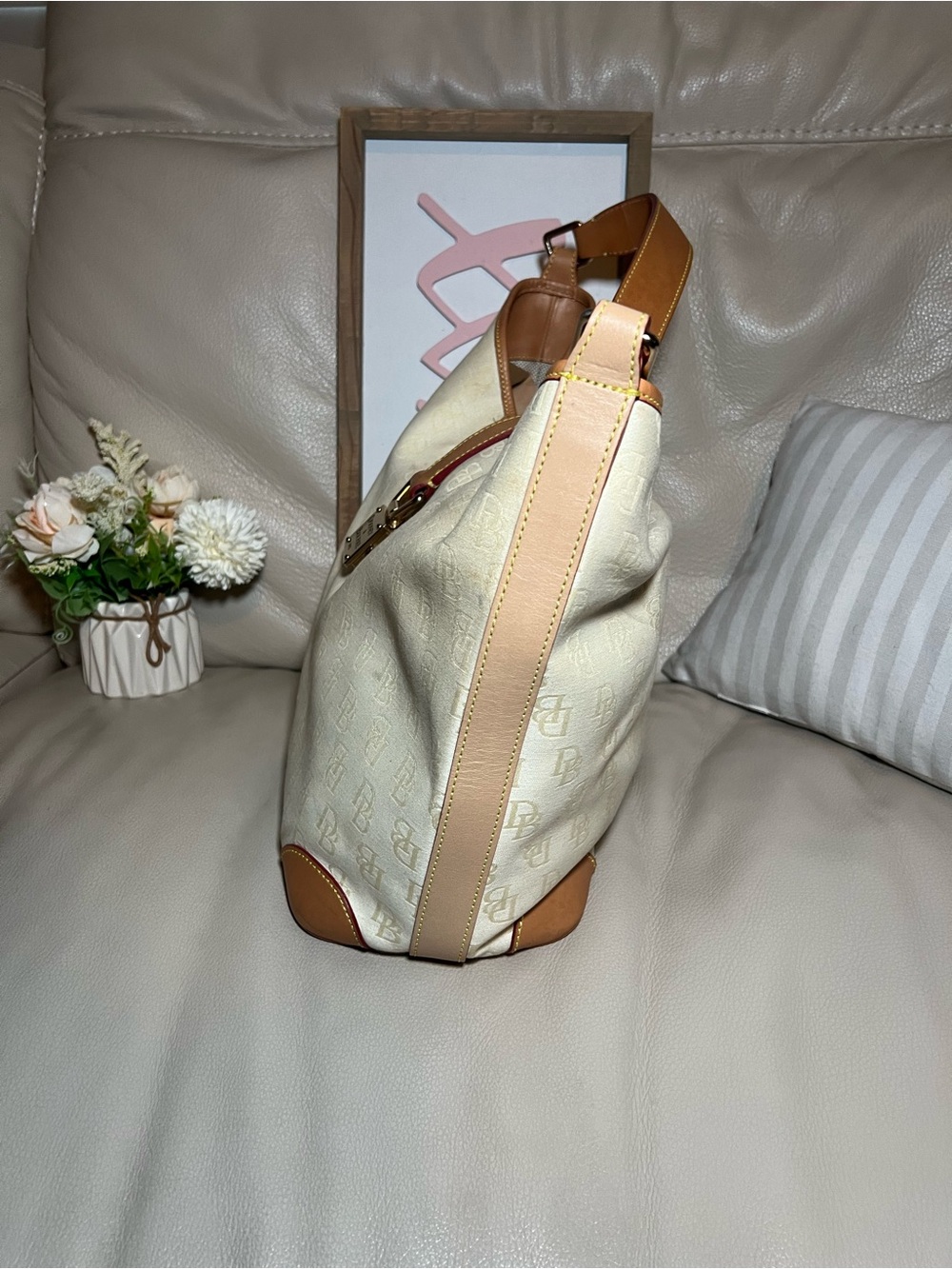 Vintage Dooney & Bourke Monogram Hobo Buckle Bag - Picture 2 of 12